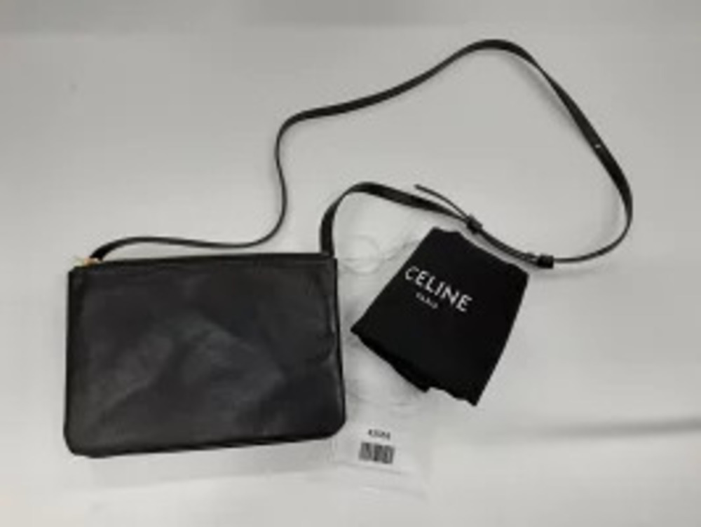 Celine compartments Lambskin Trio Bag Crossbody zippered three Black